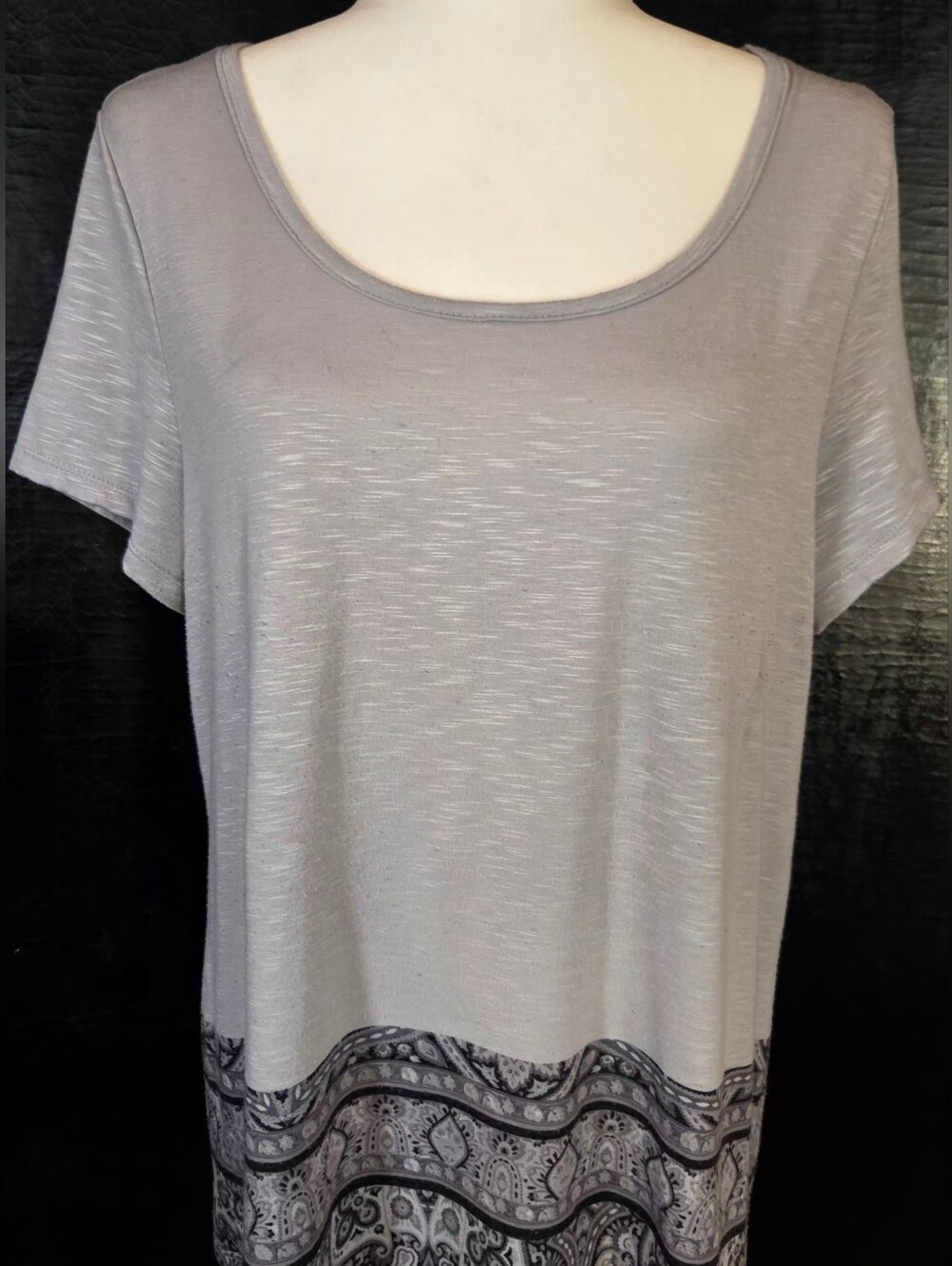 One World Live & Let Live Gray Space Dye Scarf Top Set M - Picture 4 of 16